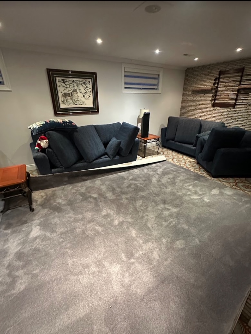 Basement living-room carpet refresh in a West Hill home