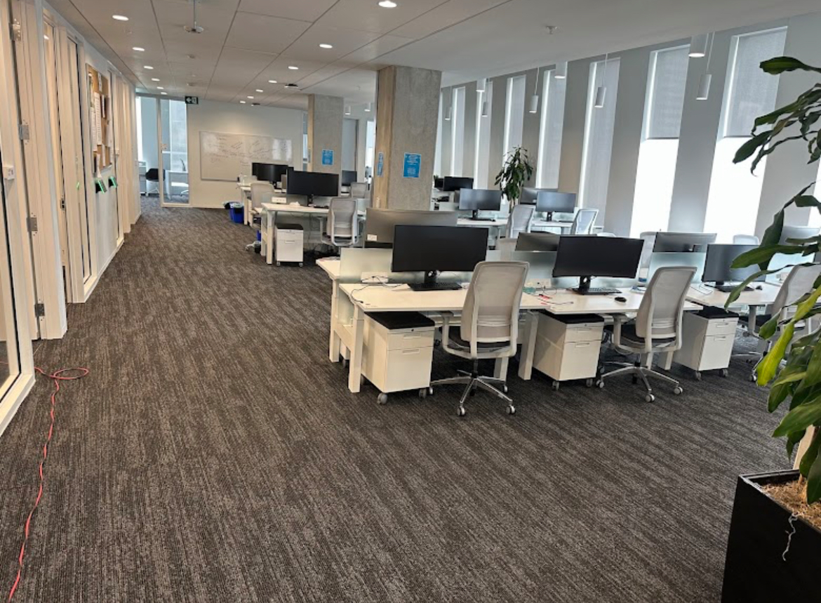 Commercial office carpet after restorative cleaning
